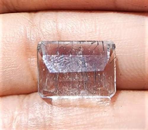 UNIQUE ONE OF A KIND NATURAL 6.8CT RUTILE QUARTZ BLACK NEEDLES GEMSTONE WITH BEAUTIFUL OCTAGON CUT