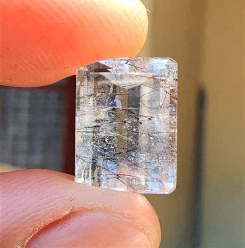 UNIQUE ONE OF A KIND NATURAL 6.8CT RUTILE QUARTZ BLACK NEEDLES GEMSTONE WITH BEAUTIFUL OCTAGON CUT