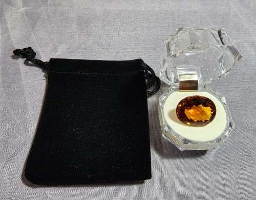 LARGE 24,15CT ORANGE GOLD NATURAL CITRINE GEMSTONE WITH AWESOME OVAL CHECKERBOARD CUT