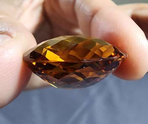LARGE 24,15CT ORANGE GOLD NATURAL CITRINE GEMSTONE WITH AWESOME OVAL CHECKERBOARD CUT