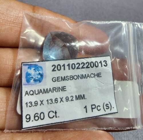 SEAFOAM BLUE AQUAMARINE GEMSTONE LARGE 9,60CT WITH BEAUTIFUL CUSHION CUT