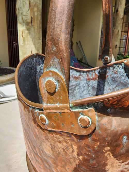 DOVETAILED JOINTED! AND RIVETED HANDLES! HANDMADE COPPER COAL BUCKET - HEAVY 2,7KG