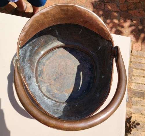 DOVETAILED JOINTED! AND RIVETED HANDLES! HANDMADE COPPER COAL BUCKET - HEAVY 2,7KG