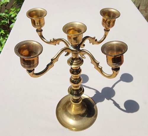 SMALL 5-ARM BRASS CANDELABRUM  A MUST HAVE IN SOUTH AFRICA!  1ST OF 2 ON AUCTION