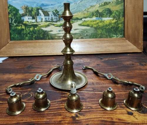 SMALL 5-ARM BRASS CANDELABRUM  A MUST HAVE IN SOUTH AFRICA!  1ST OF 2 ON AUCTION