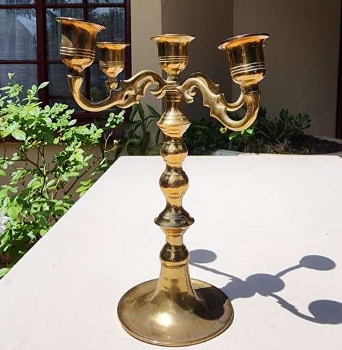 SMALL 5-ARM BRASS CANDELABRUM  A MUST HAVE IN SOUTH AFRICA!  1ST OF 2 ON AUCTION