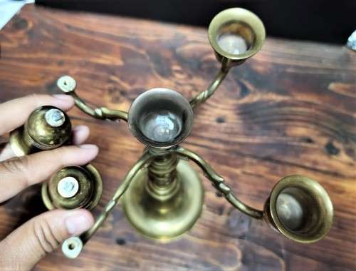 SMALL 5-ARM BRASS CANDELABRUM  A MUST HAVE IN SOUTH AFRICA!  2ND OF 2 ON AUCTION