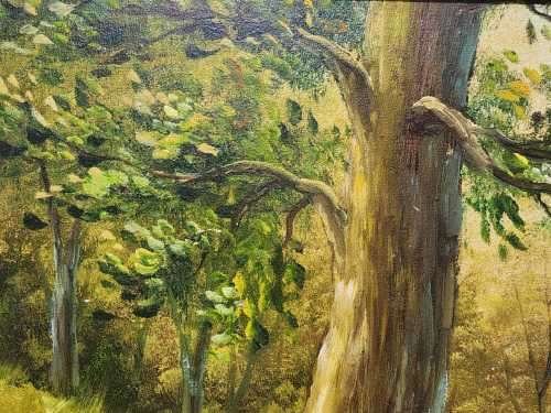 COLOURFUL SIGNED D TANNER WATER LANDSCAPE ORIGINAL VINTAGE OIL ON BOARD LARGE 103CM W 73CM H