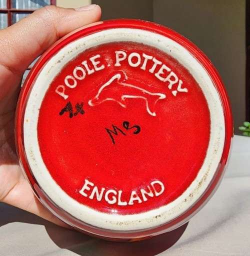 POOLE POTTERY ENGLAND LIVING GLAZE HAND PAINTED GINGER JAR SIGNED AX AND MS