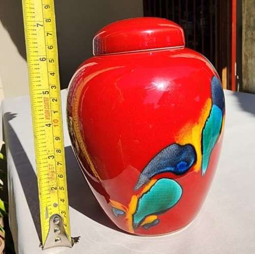 POOLE POTTERY ENGLAND LIVING GLAZE HAND PAINTED GINGER JAR SIGNED AX AND MS