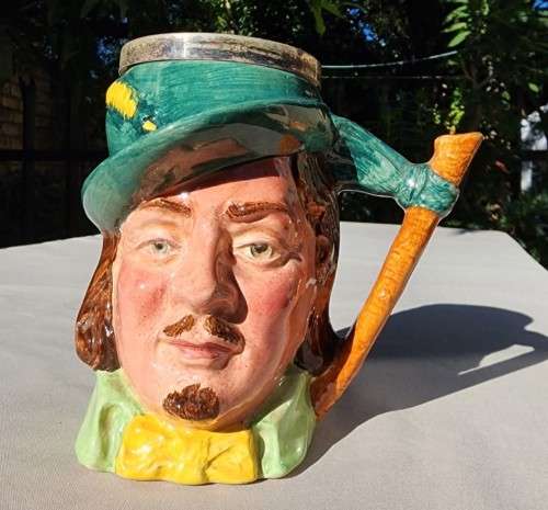 VINTAGE 1950S LANCASTER AND SANDLAND ROBIN HOOD CHARACTER JUG WITH YEOMAN EPNS RIM