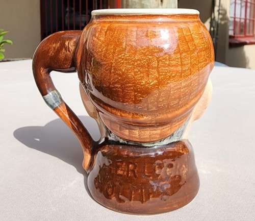 HAND PAINTED 1960S LANCASTER AND SANDLAND SHERLOCK HOLMES CHARACTER JUG WITH TOBACCO PIPE HANDLE