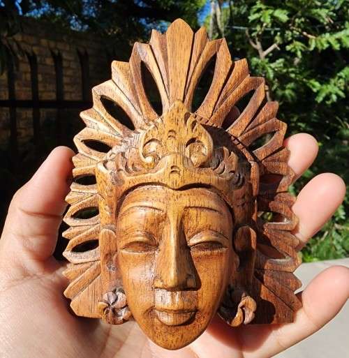 PAIR OF SOUTH EAST ASIA WOODEN CARVED DIETY MASKS