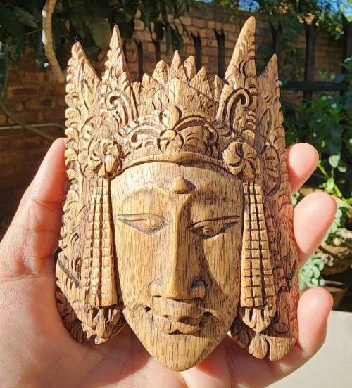 PAIR OF SOUTH EAST ASIA WOODEN CARVED DIETY MASKS