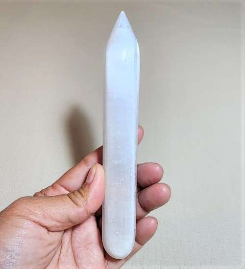 MAGICAL LARGE SELENITE (STONE OF THE MOON) PEN STICK WAND