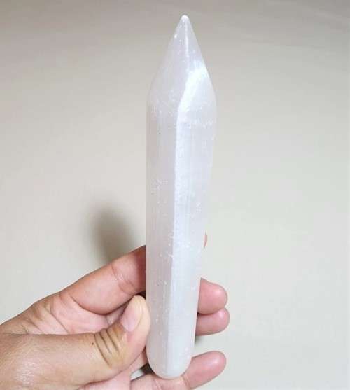 MAGICAL LARGE SELENITE (STONE OF THE MOON) PEN STICK WAND