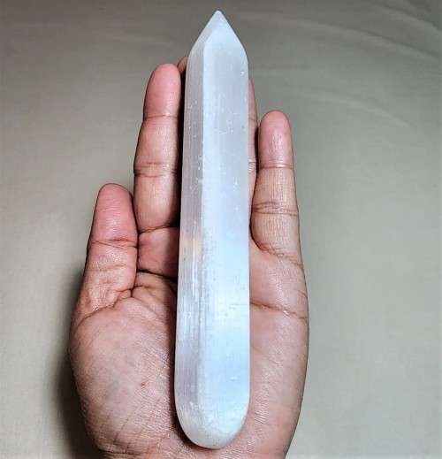 MAGICAL LARGE SELENITE (STONE OF THE MOON) PEN STICK WAND