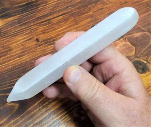 MAGICAL LARGE SELENITE (STONE OF THE MOON) PEN STICK WAND