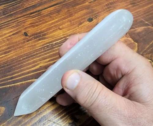 MAGICAL LARGE SELENITE (STONE OF THE MOON) PEN STICK WAND