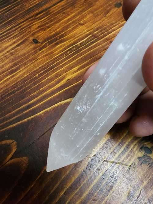 MAGICAL LARGE SELENITE (STONE OF THE MOON) PEN STICK WAND