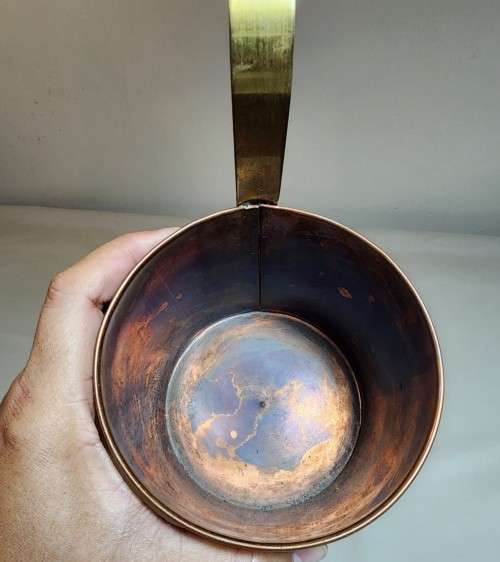 BRASS AND COPPER 1L MEASURING BUCKET AND BED WARMER