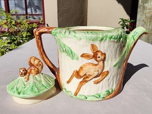 A RARE 1930S WADEHEALTH WALT DISNEY SNOW WHITE GRUMPY HAND PAINTED TEAPOT IN PERFECT CONDITION