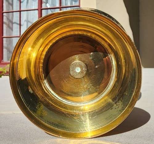 A BRASS LIDDED GINGER JAR WITH LEAVE ENGRAVINGS 22CM HIGH