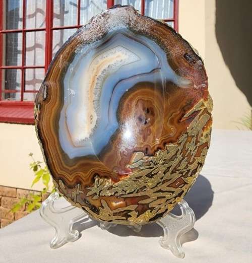 BEAUTIFUL LARGE BANDED AGATE TRAY  1ST OF TWO ON AUCTION