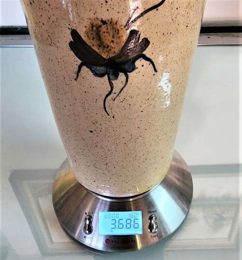 LARGE 36CM HIGH 3,6KG STONEWARE VASE HAND PAINTED GLAZED