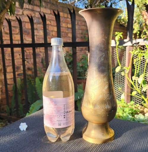 BEAUTIFUL LARGE 34CM HIGH BRASS VASE 2ND OF 2 ON AUCTION