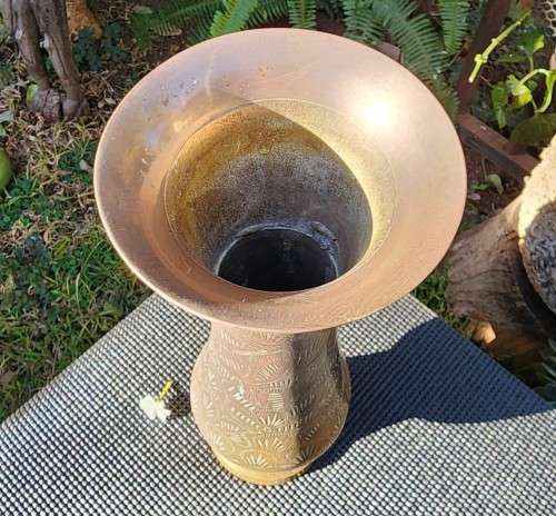 BEAUTIFUL LARGE 34CM HIGH BRASS VASE 2ND OF 2 ON AUCTION