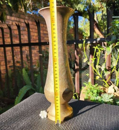 BEAUTIFUL LARGE 34CM HIGH BRASS VASE 2ND OF 2 ON AUCTION