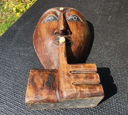 BALINESE MALE SHUSH WOODEN MASK FOR A WELCOME DAY OF SILENCE LARGE 40CM HIGH