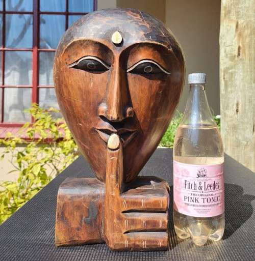 BALINESE MALE SHUSH WOODEN MASK FOR A WELCOME DAY OF SILENCE LARGE 40CM HIGH