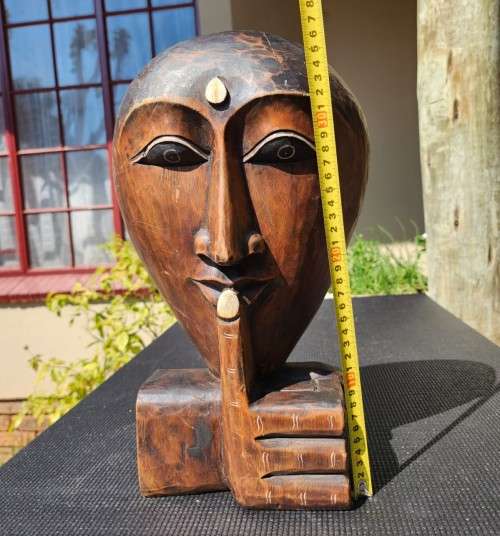 BALINESE MALE SHUSH WOODEN MASK FOR A WELCOME DAY OF SILENCE LARGE 40CM HIGH