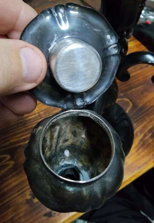 CLASSICAL STYLE BLACK PAINTED ALUMINIUM 5-PILLAR CANDELABRUM LARGE 25CM HIGH