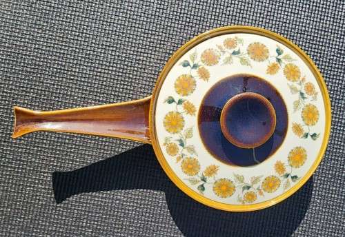 VINTAGE 1980S OVEN KING ITALY STONEWARE SAUCEPAN  HAND PAINTED LID GLAZED