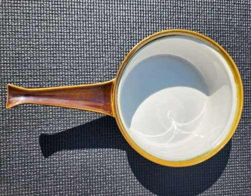 VINTAGE 1980S OVEN KING ITALY STONEWARE SAUCEPAN  HAND PAINTED LID GLAZED