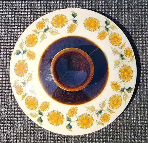 VINTAGE 1980S OVEN KING ITALY STONEWARE SAUCEPAN  HAND PAINTED LID GLAZED