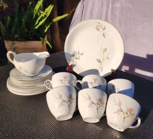 ALFRED MEAKIN ENGLAND VINTAGE 1940-1960 GLO-WHITE SERIES SONATA PATTERN 19 PIECE IRONWARE TEASET