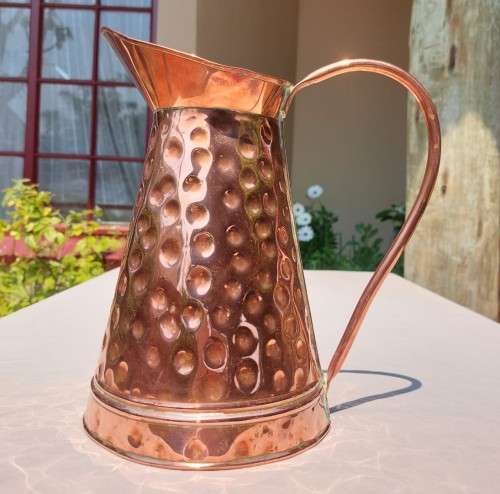 HAND HAMMERED COPPER PITCHER  SHINY AND BEAUTIFUL