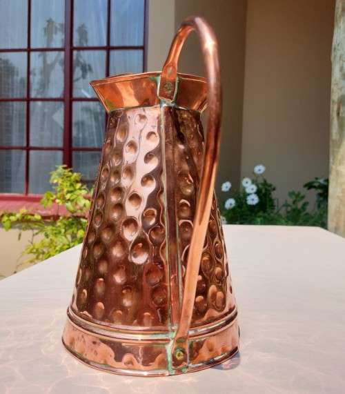 HAND HAMMERED COPPER PITCHER  SHINY AND BEAUTIFUL