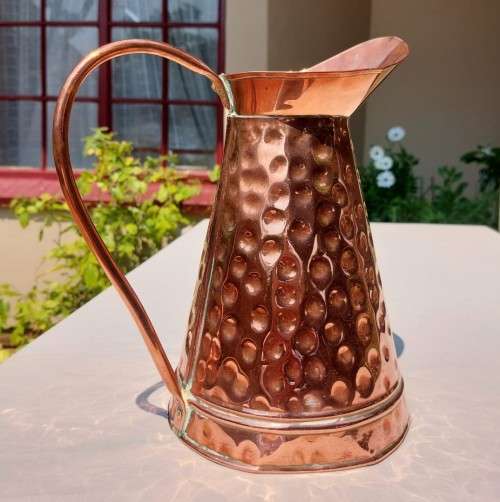 HAND HAMMERED COPPER PITCHER  SHINY AND BEAUTIFUL