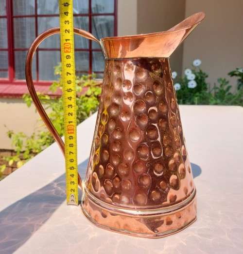HAND HAMMERED COPPER PITCHER  SHINY AND BEAUTIFUL