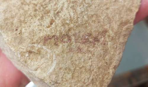 BUSHMAN WALKING MODERN IMITATION SAN BUSHMEN ROCK ART ON SLATE SIGNED BY ARTIST