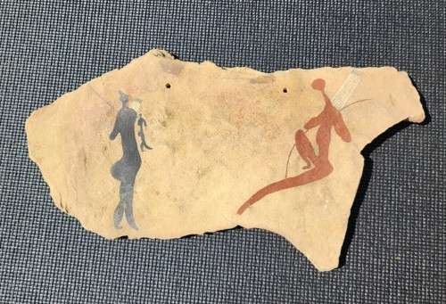 SAN FIGURES WITH BOW AND ARROWS MODERN IMITATION SAN BUSHMEN ROCK ART ON SLATE LARGE 50CM WIDE