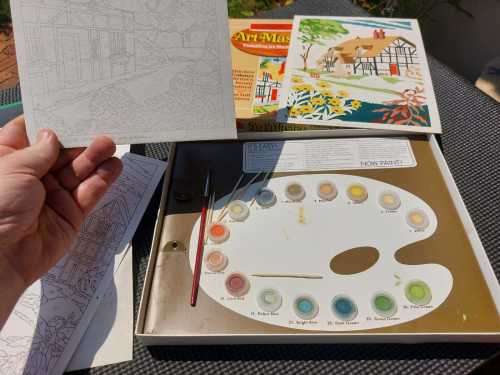 TWO PARTLY COMPLETED VINTAGE GAMES: ART MASTER PAINT BY NUMBERS AND POM POM RASCALS