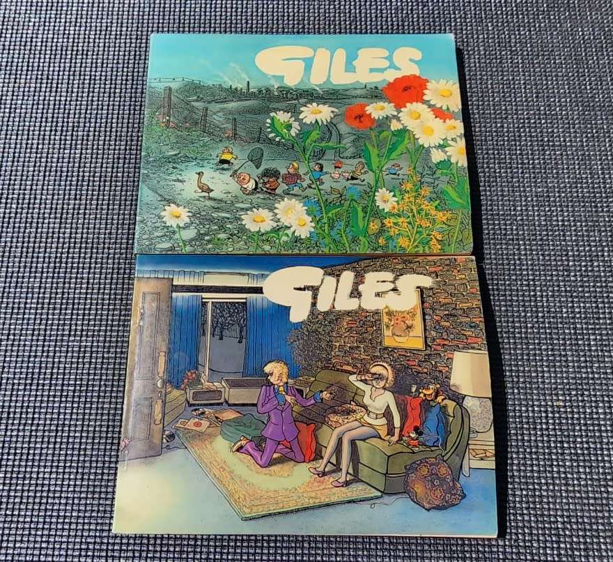 A COLLECTION OF 2 VINTAGE 1970S GILES DAILY EXPRESS CARTOONS  ISSUES 25 AND 26