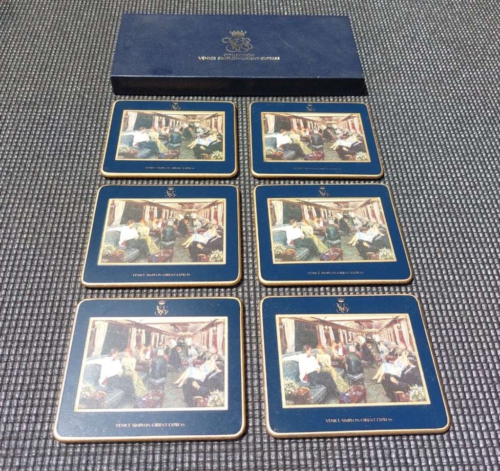 ORIENT EXPRESS BAR CAR COASTERS SET FROM THE SECOND MOST FAMOUS TRAIN ON EARTH