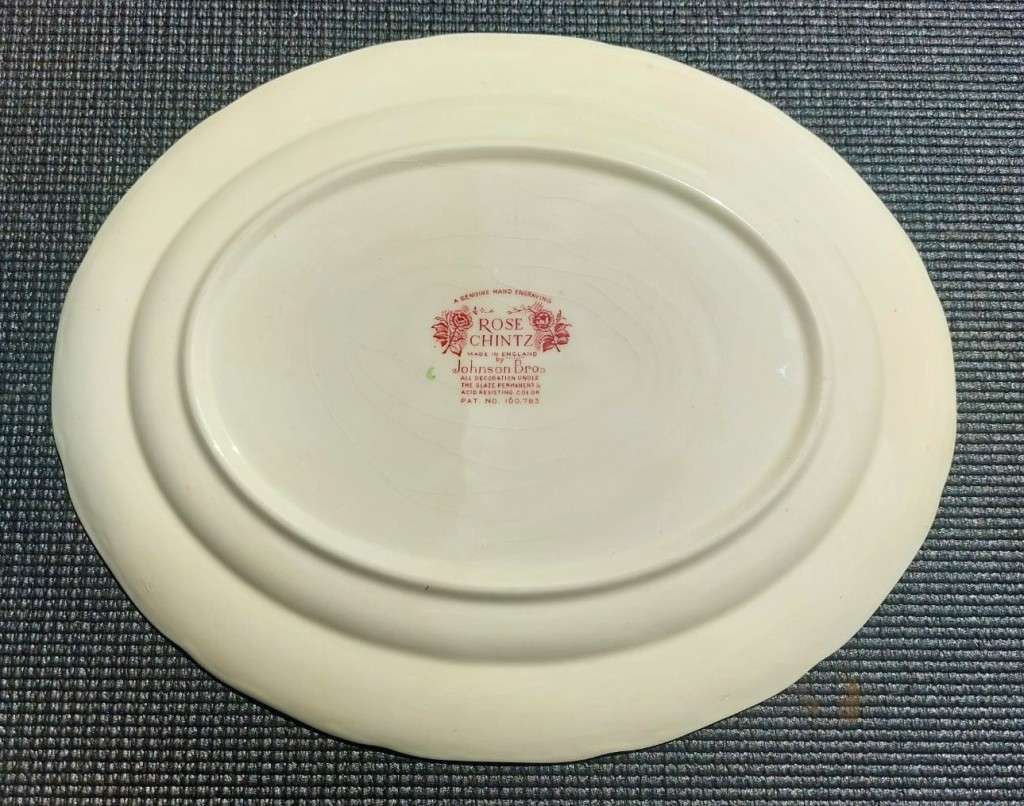 LARGE ROSE CHINTZ HAND PAINTED 1950S JOHNSON BROTHERS ENGLAND 29x35CM OVAL SERVING PLATTER